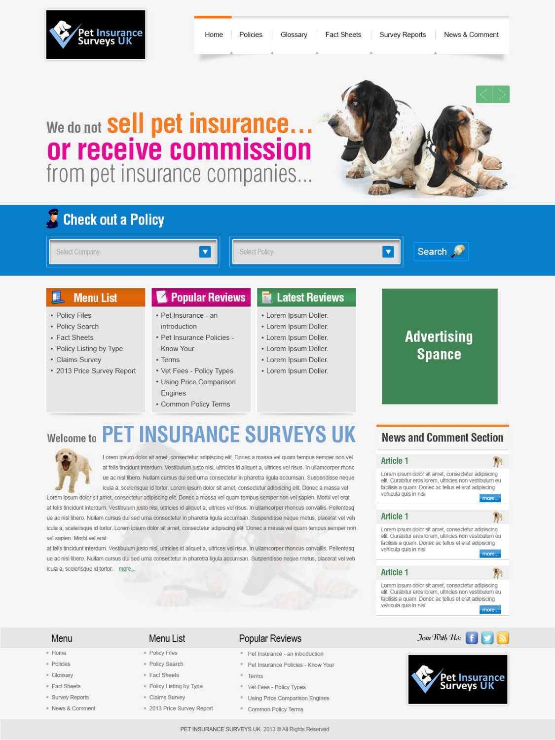 Web Design by TechWise for Pet Insurance Surveys | Design #1757571