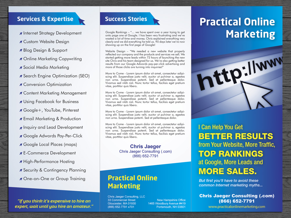 Brochure Design by Sbss for Chris Jaeger Consulting / Practical Online Marketing | Design #1742823