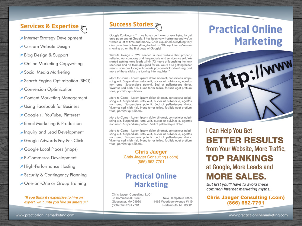Brochure Design by Sbss for Chris Jaeger Consulting / Practical Online Marketing | Design #1742858