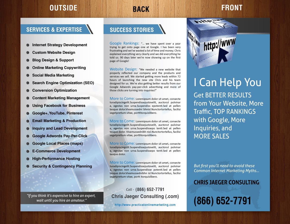 Brochure Design by Sbss for Chris Jaeger Consulting / Practical Online Marketing | Design #1746144