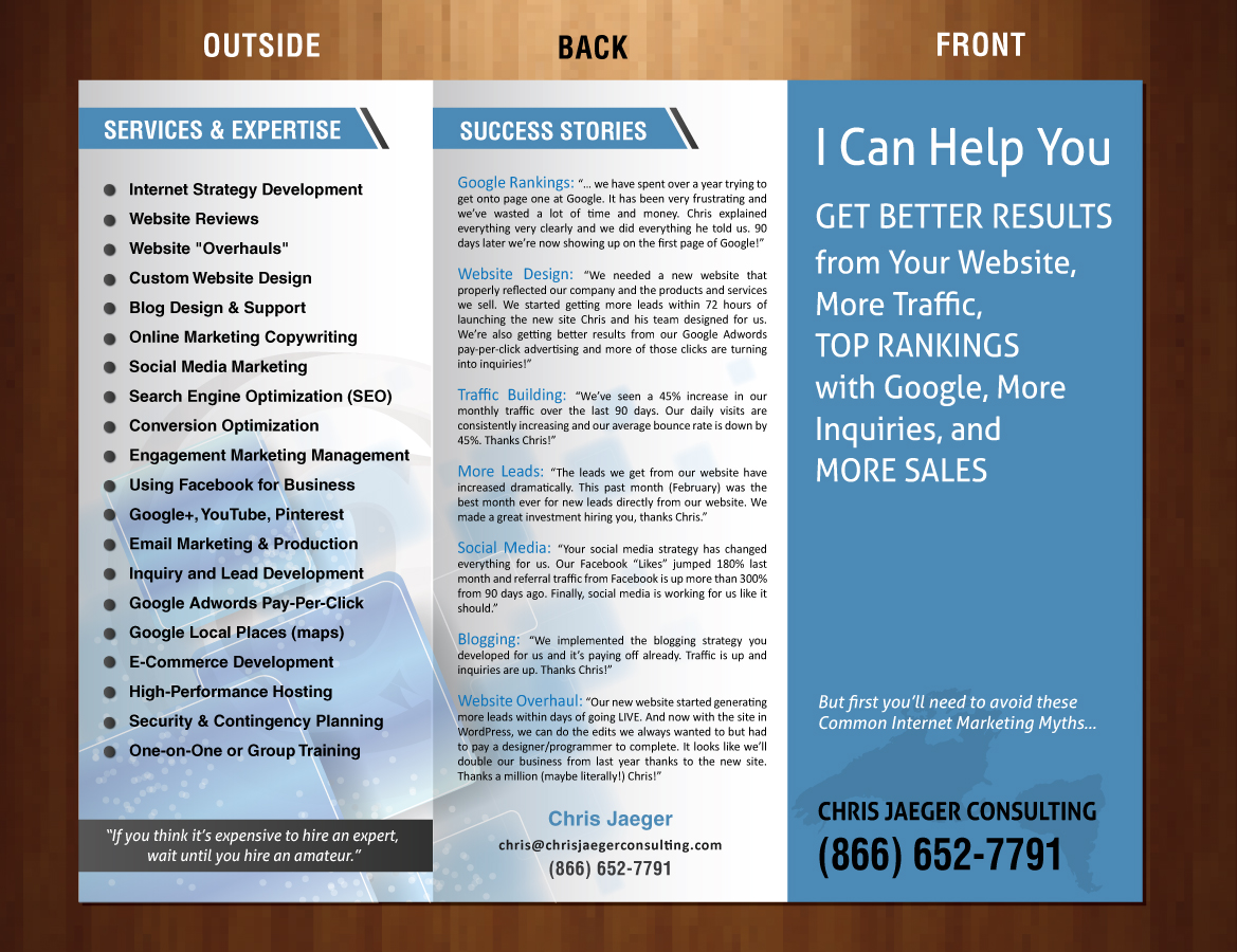 Brochure Design by Sbss for Chris Jaeger Consulting / Practical Online Marketing | Design #1759505