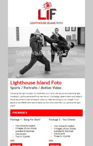 Email Marketing Design by Lydia West for Lighthouse Island Foto | Design: #6738909