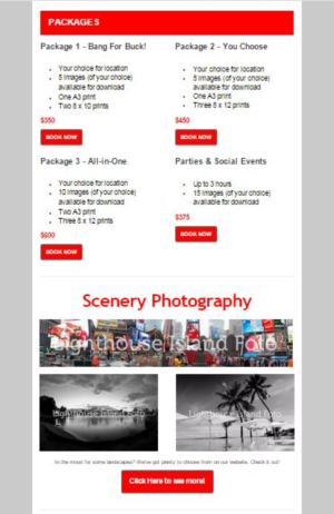 Email Marketing Design by Lydia West for Lighthouse Island Foto | Design: #6738911