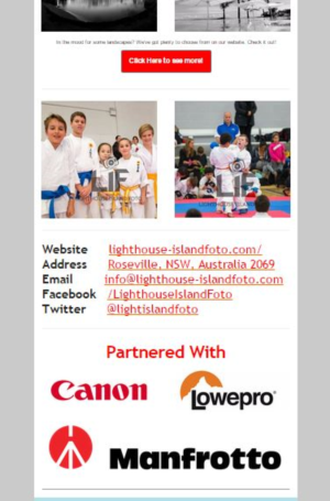 Email Marketing Design by Lydia West for Lighthouse Island Foto | Design: #6738913