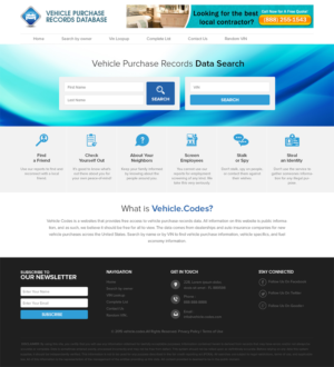 Web Design by RupalTechno for vehicle codes | Design: #6869795