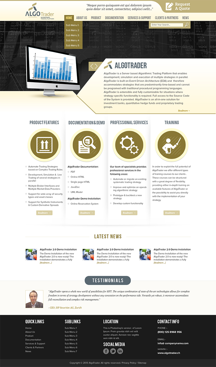 Wordpress Design by Mayank Patel for AlgoTrader AG | Design #1754476