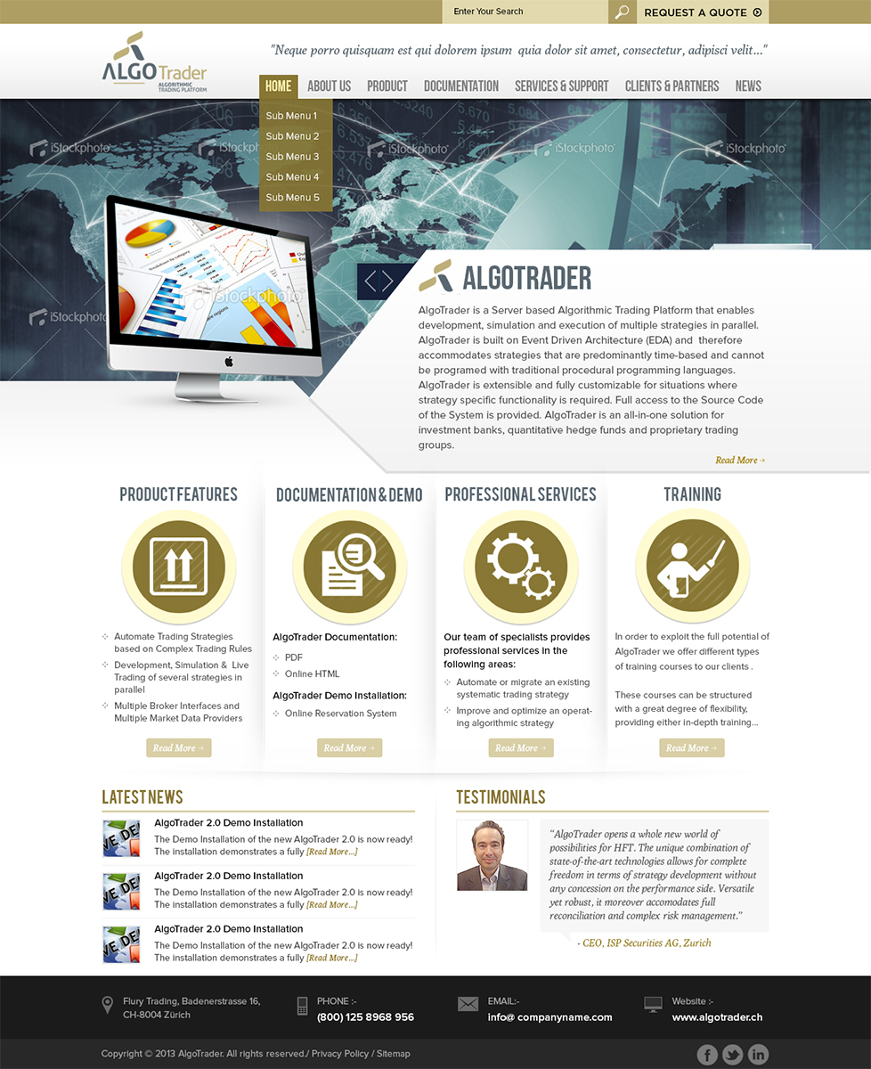 Diseño Wordpress por Mayank Patel para AlgoTrader AG | Diseño #1759104
