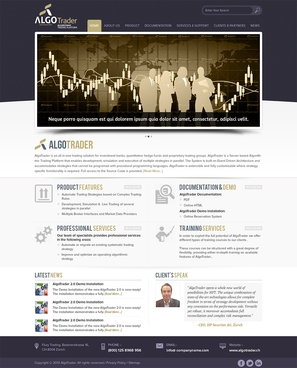 Diseño Wordpress por Mayank Patel para AlgoTrader AG | Diseño #1759114