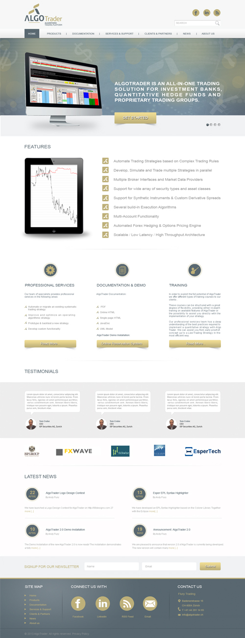 Diseño Wordpress por Desire Design Solutions para AlgoTrader AG | Diseño #1771065