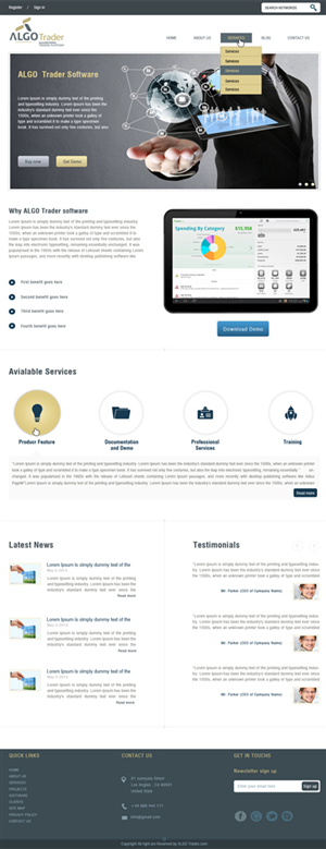 Wordpress Design by Harpreet Singh for AlgoTrader AG | Design: #1773242