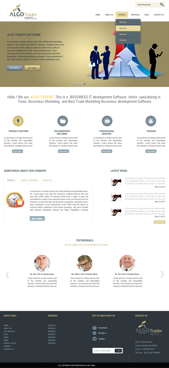 Wordpress Design by Harpreet Singh for AlgoTrader AG | Design #1773468