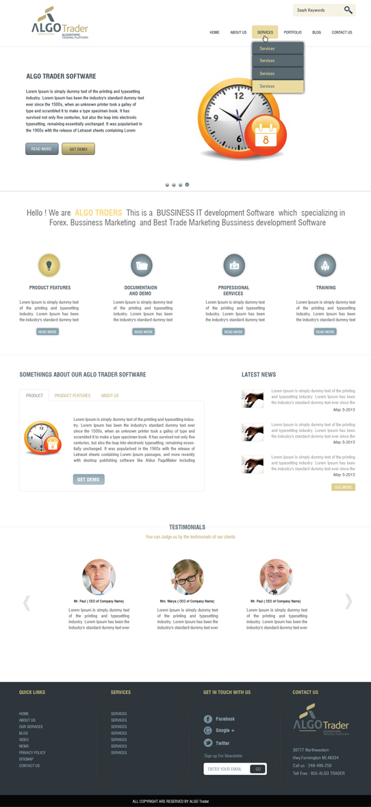 Wordpress Design by Harpreet Singh for AlgoTrader AG | Design #1773739