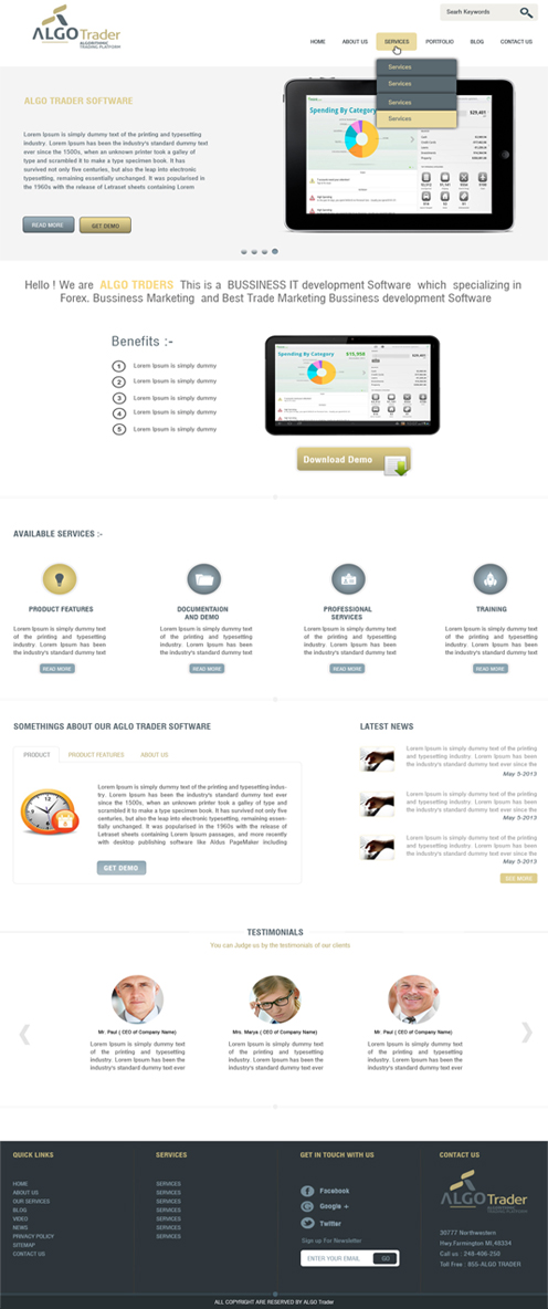 Wordpress Design by Harpreet Singh for AlgoTrader AG | Design #1773880