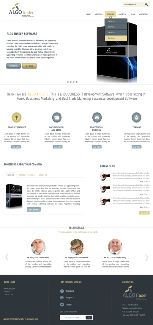 Wordpress Design by Harpreet Singh for AlgoTrader AG | Design #1774190