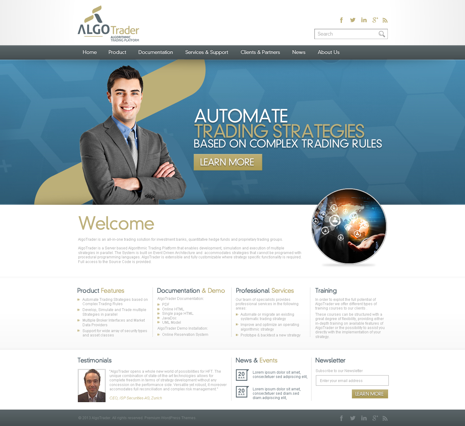 Wordpress Design by TechWise for AlgoTrader AG | Design #1763257