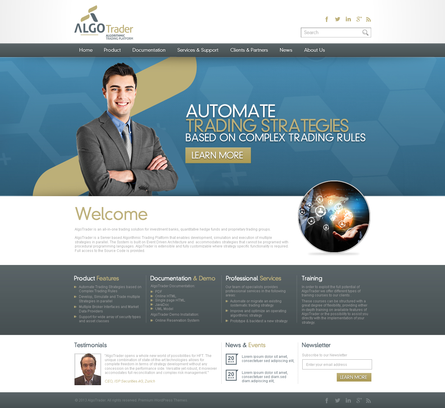 Wordpress Design by TechWise for AlgoTrader AG | Design #1763268