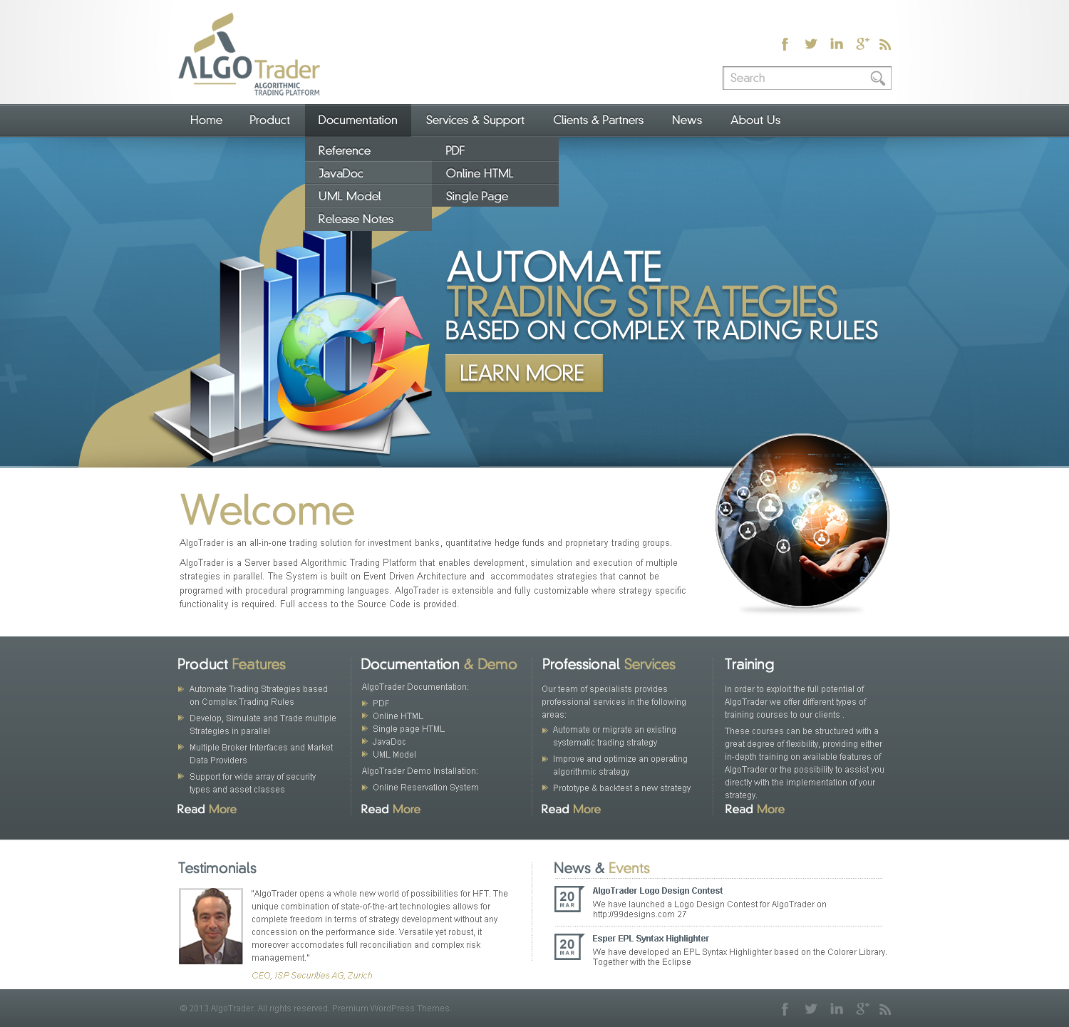 Wordpress Design by TechWise for AlgoTrader AG | Design #1775069