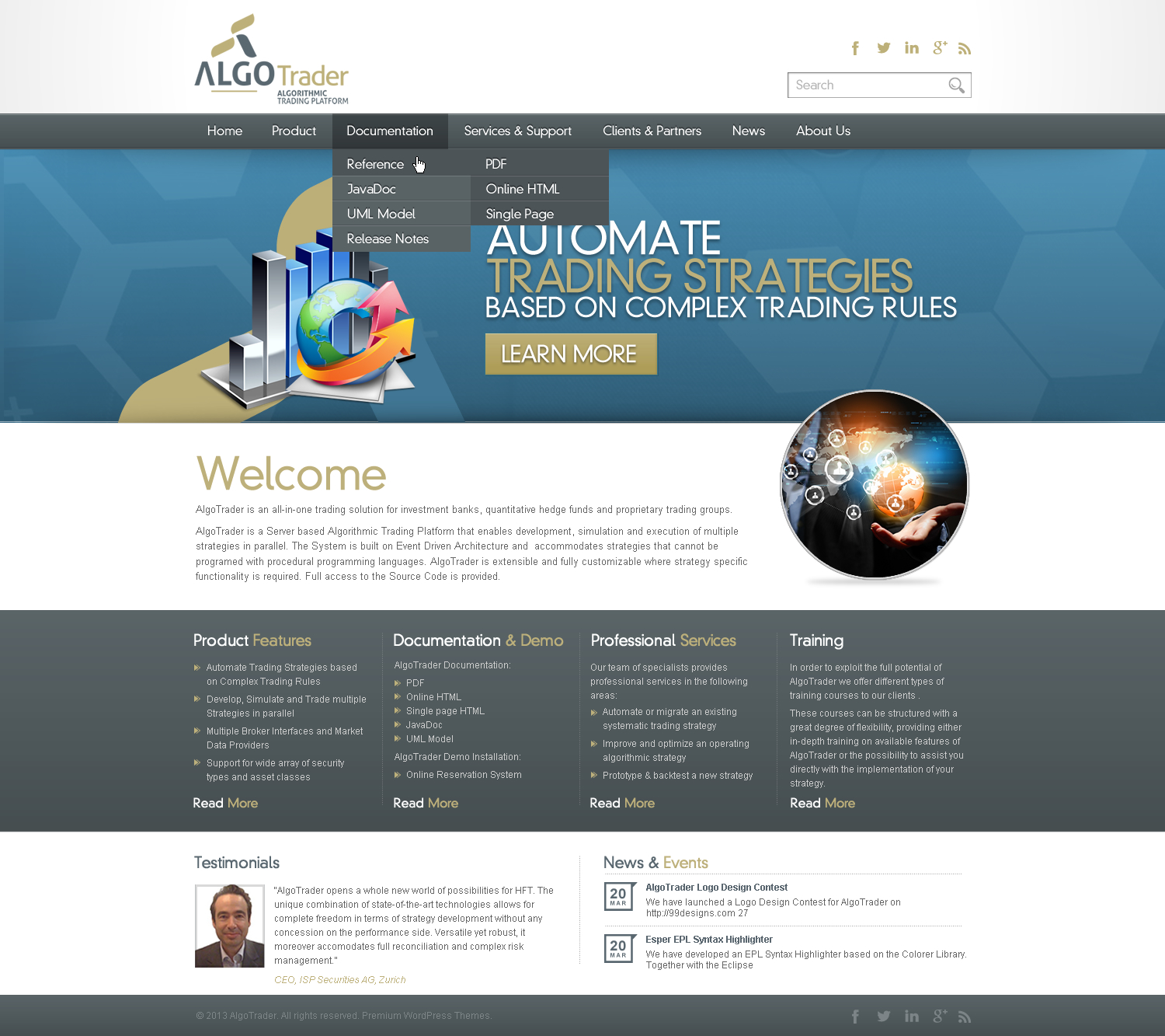 Wordpress Design by TechWise for AlgoTrader AG | Design #1775079
