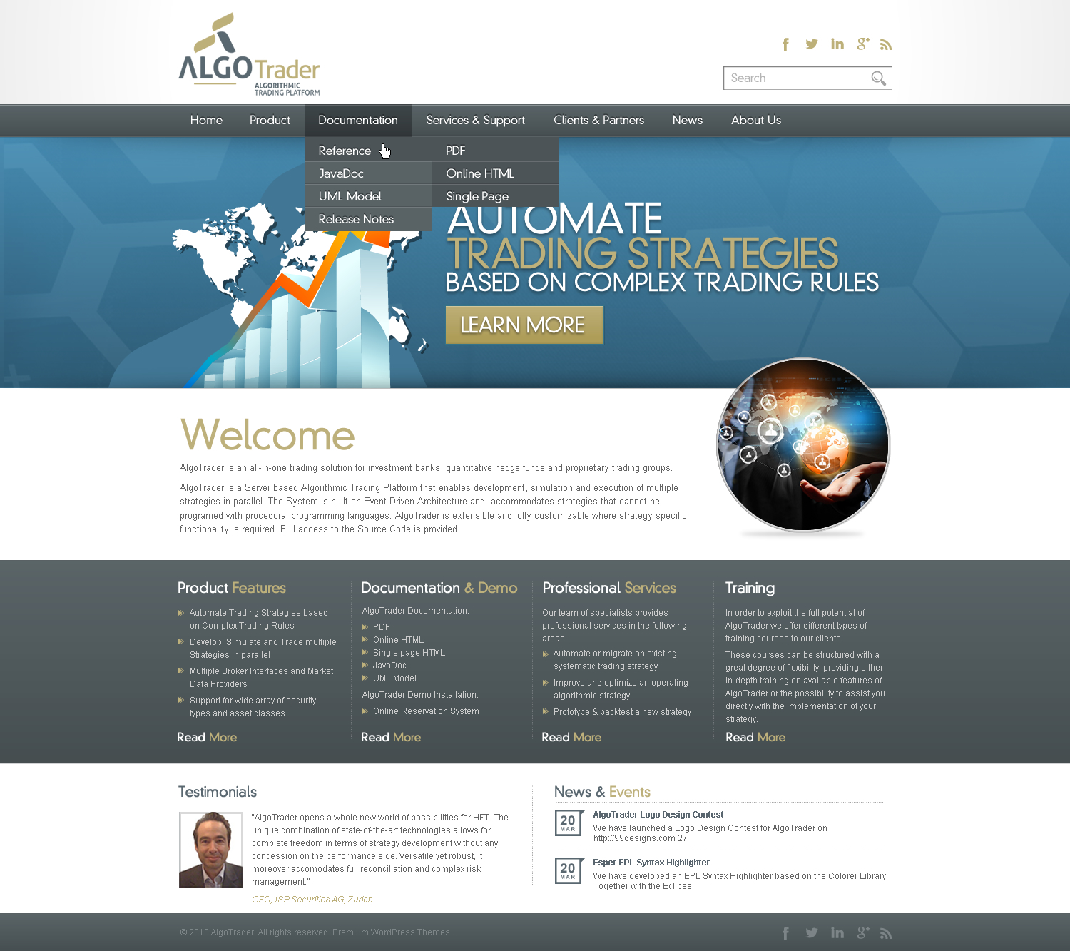 Wordpress Design by TechWise for AlgoTrader AG | Design #1775096