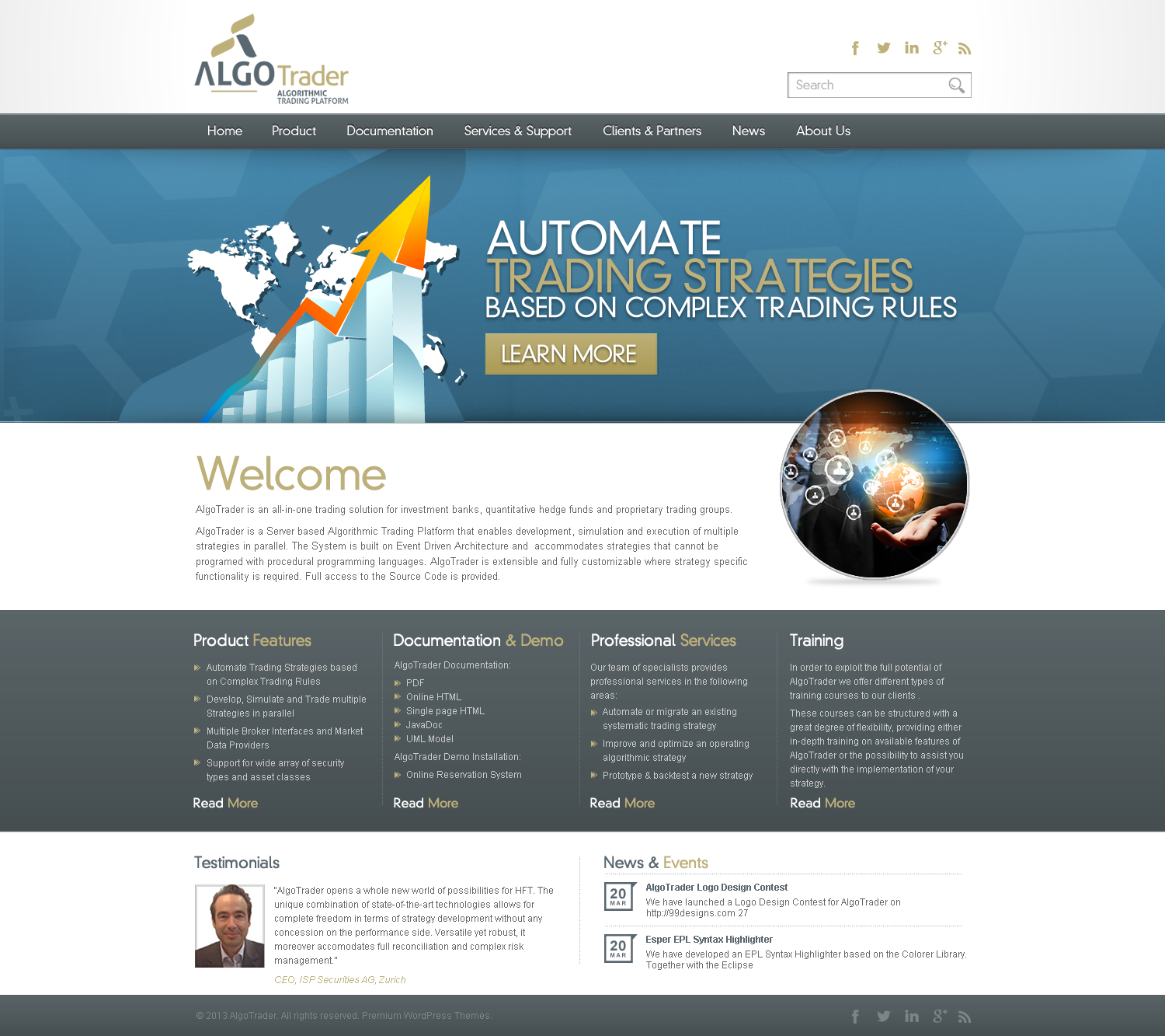 Wordpress Design by TechWise for AlgoTrader AG | Design #1775104