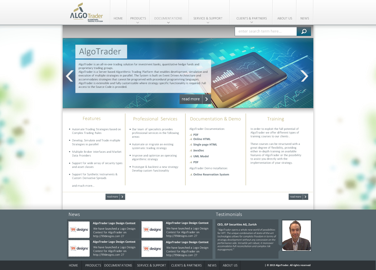 Wordpress Design by bongraster for AlgoTrader AG | Design #1760028