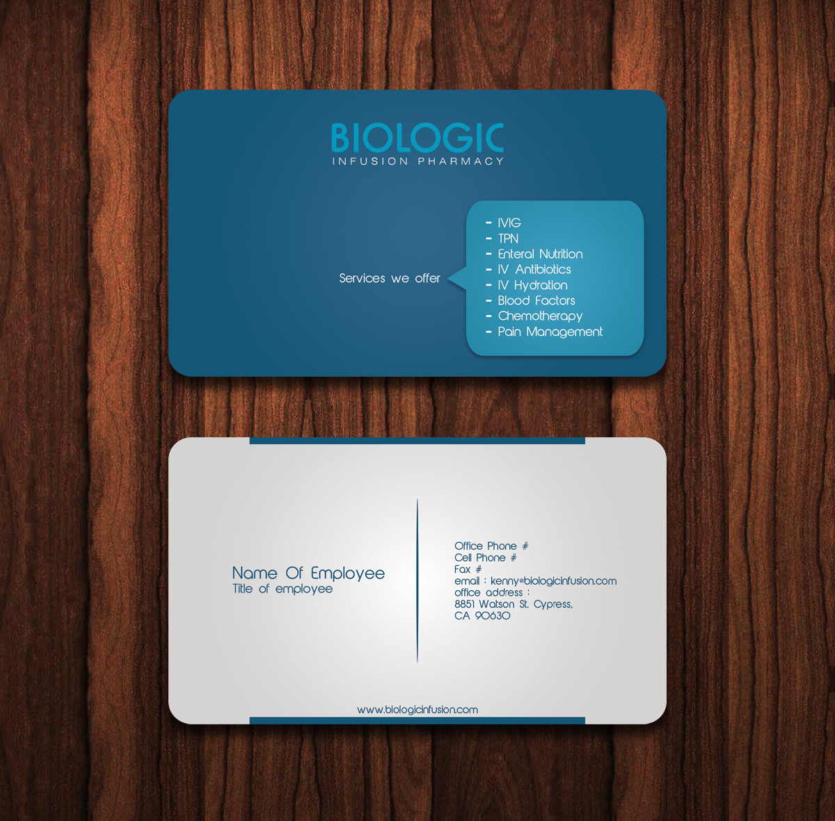 Business Card Design by TS Designs for Biologic Infusion | Design #1753271