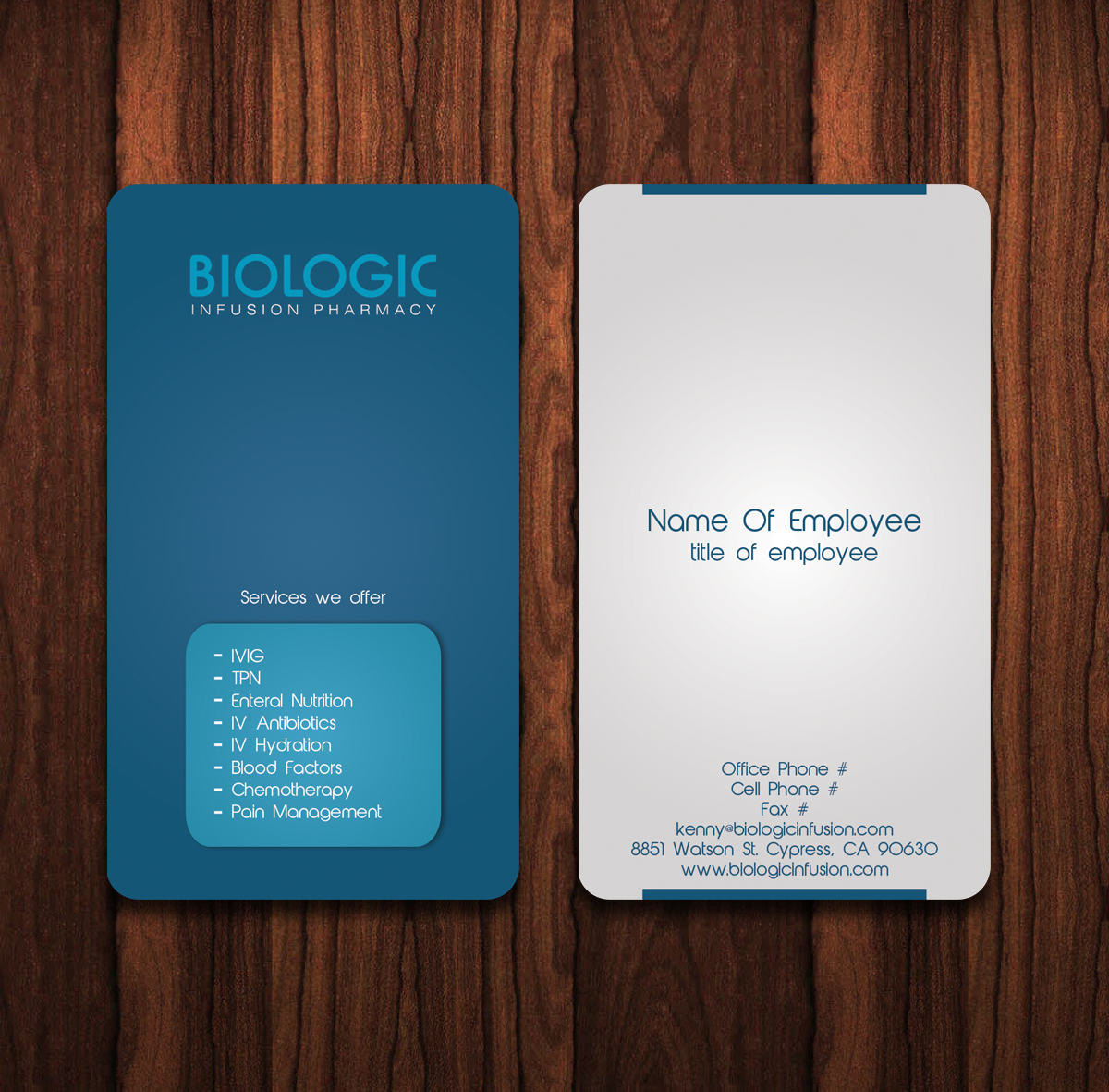 Business Card Design by TS Designs for Biologic Infusion | Design #1753286