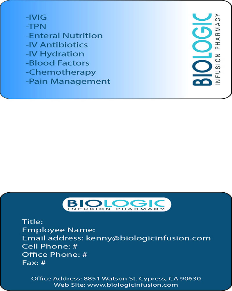 Business Card Design by o_mi_kami for Biologic Infusion | Design #1752832