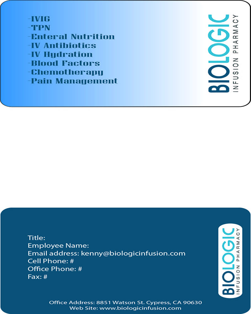 Business Card Design by o_mi_kami for Biologic Infusion | Design #1752854