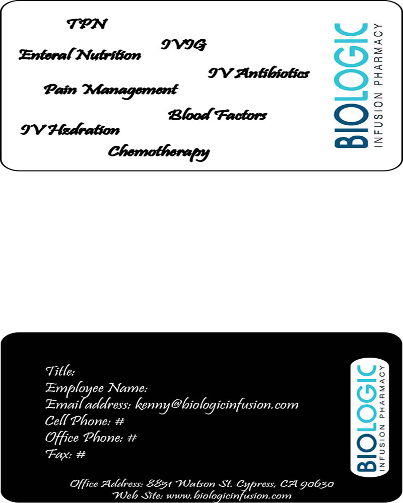 Business Card Design by o_mi_kami for Biologic Infusion | Design #1752922