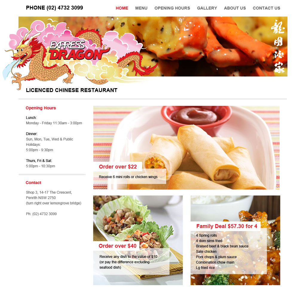 Web Design by LizaM for Express Dragon Chinese Restaurant | Design #1792540