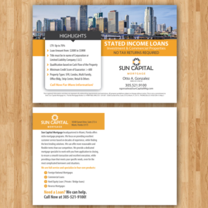 Postkarten-Design von earldesigns für Sun Capital Mortgage, Inc. | Design #6825591