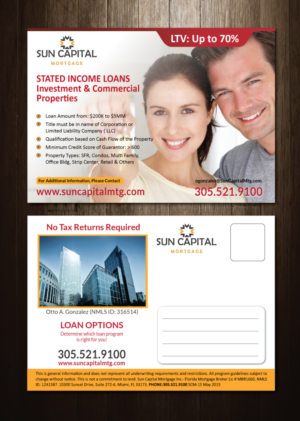 Postcard Design by meet007 for Sun Capital Mortgage, Inc. | Design: #6886757