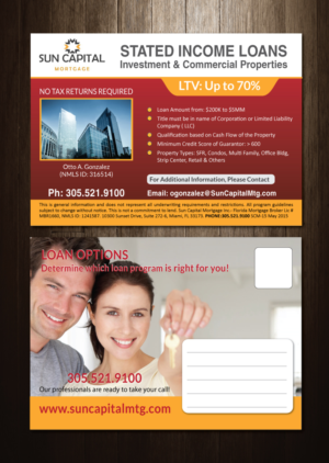 Postcard Design by meet007 for Sun Capital Mortgage, Inc. | Design: #6915691
