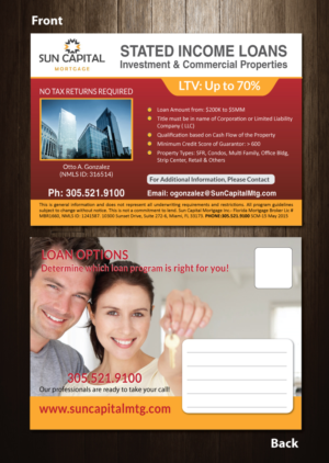 Postcard Design by meet007 for Sun Capital Mortgage, Inc. | Design: #6917969