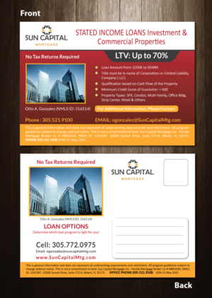 Postcard Design by meet007 for Sun Capital Mortgage, Inc. | Design: #6928629