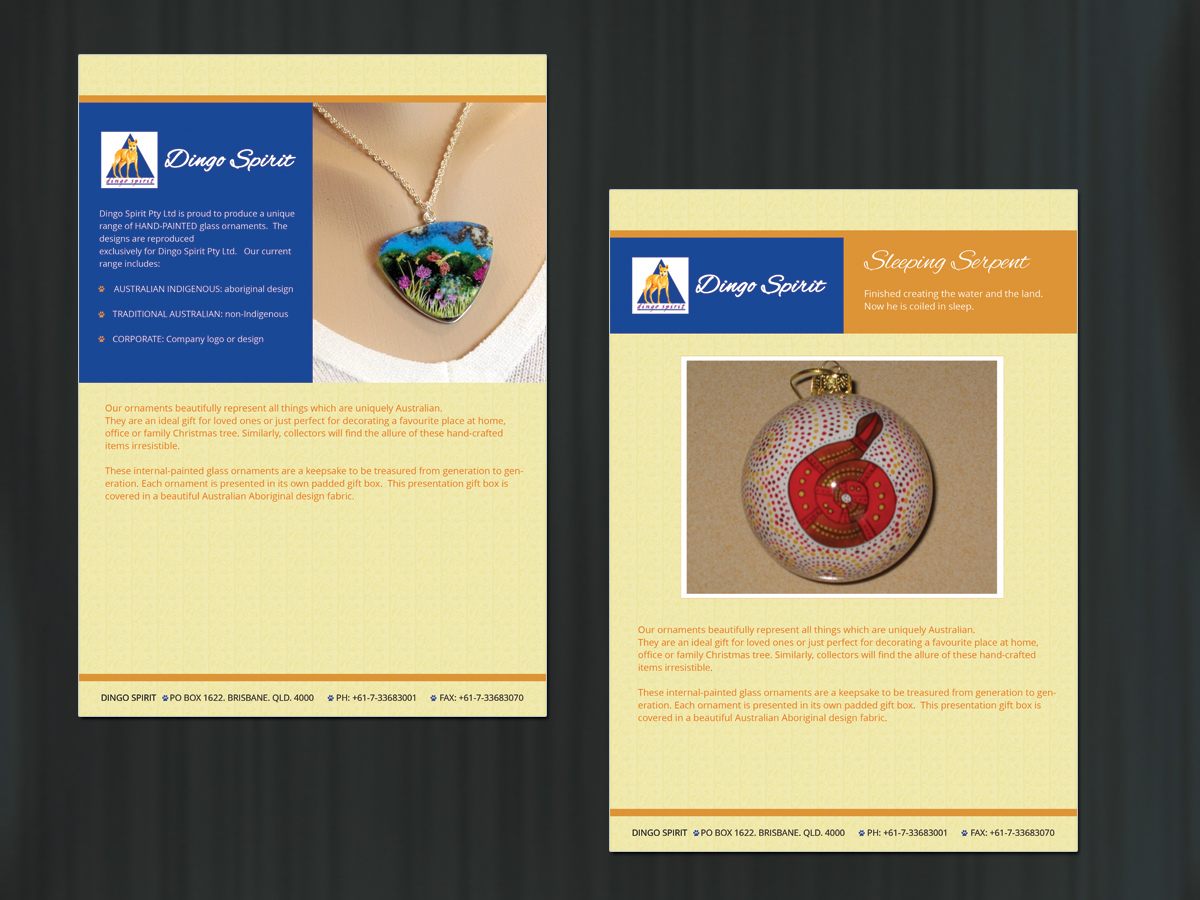 Diseño de Brochure por roopaljain para Dingo Spirit Pty Ltd | Diseño #1818380