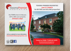 Design de Carte Postale par alex989 pour Texoma Premier Properties | Design : #6777710