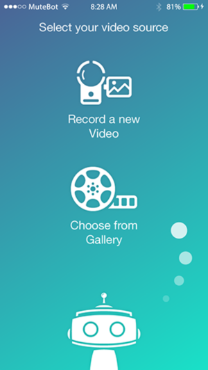 App design for a single-view app called Mutebot