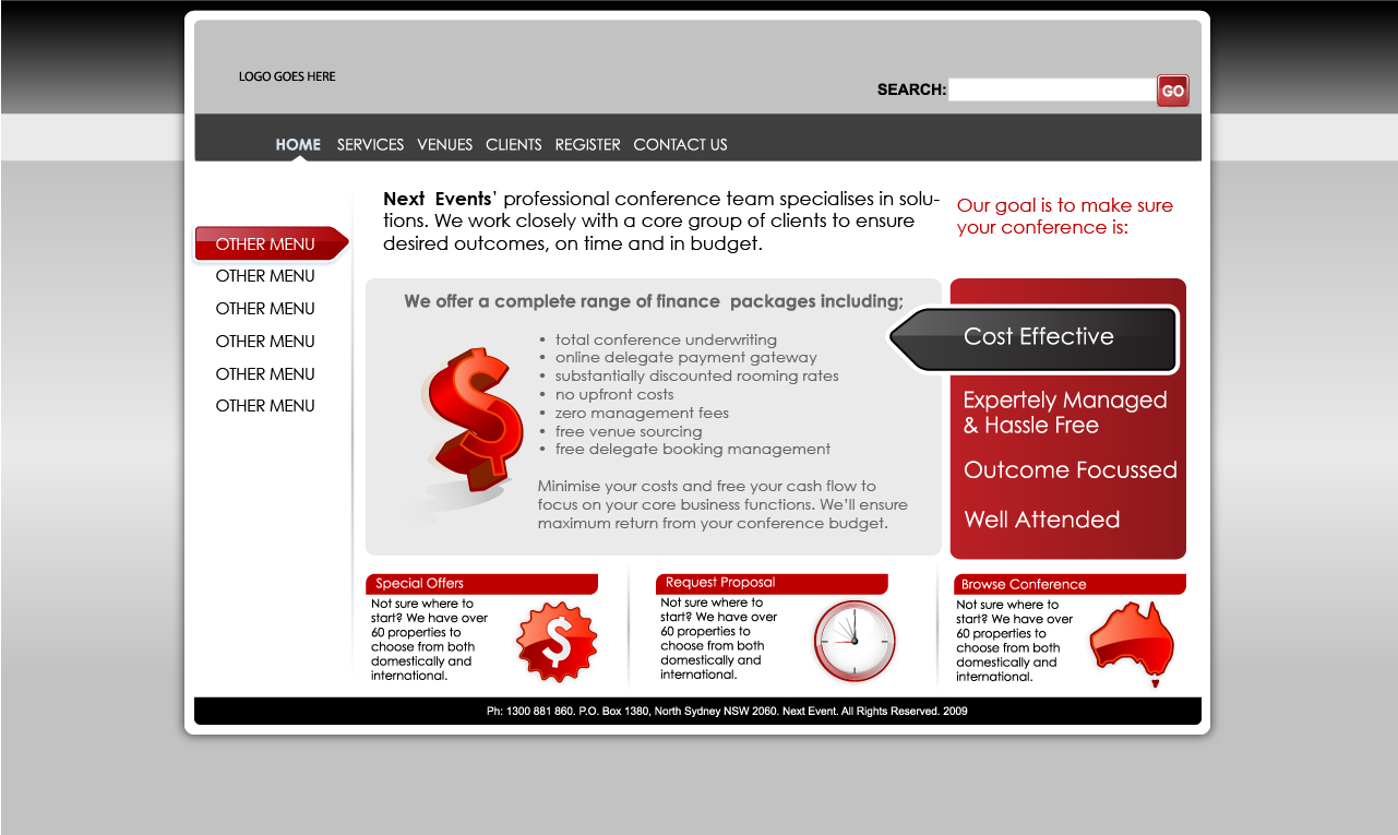 Web Design par fierce media pour Next Event | Design #12747