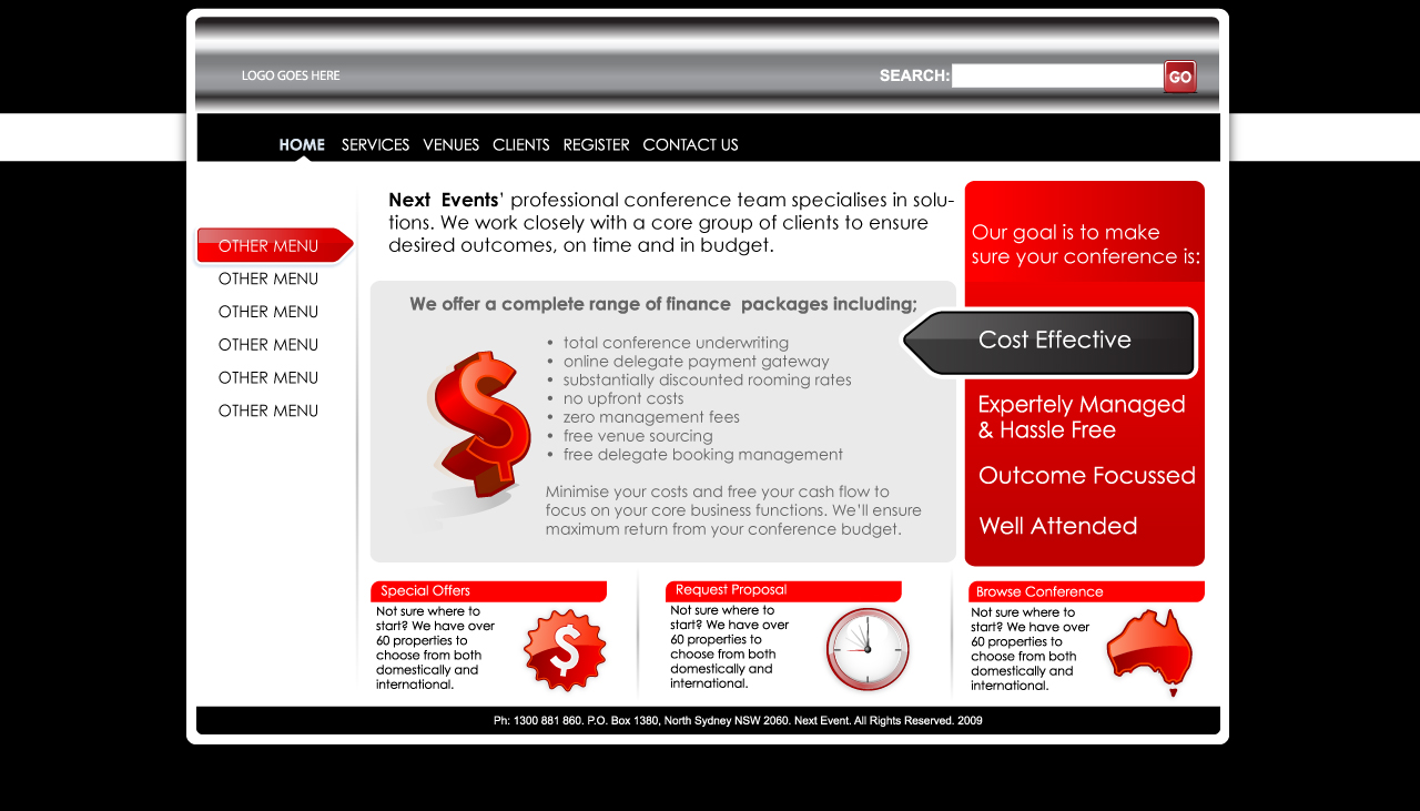 Web Design par fierce media pour Next Event | Design #12906