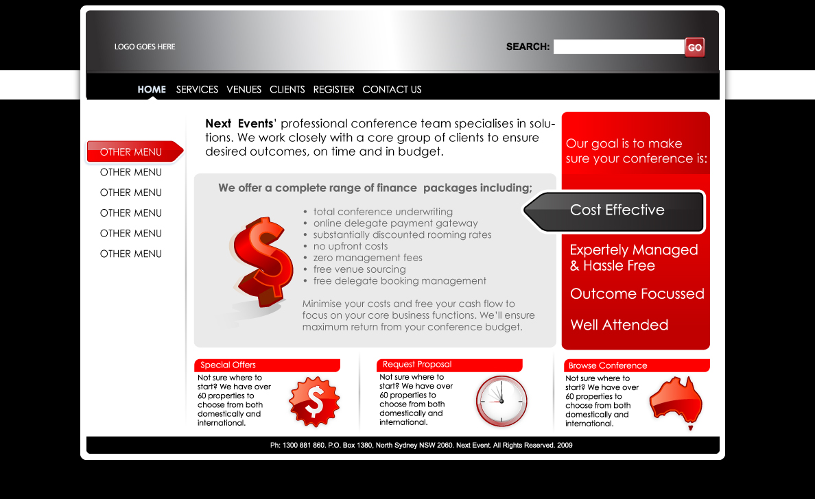Web Design par fierce media pour Next Event | Design #12908