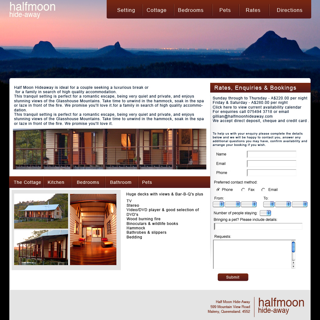 Web Design by purwa for Half Moon Hideaway | Design #359320