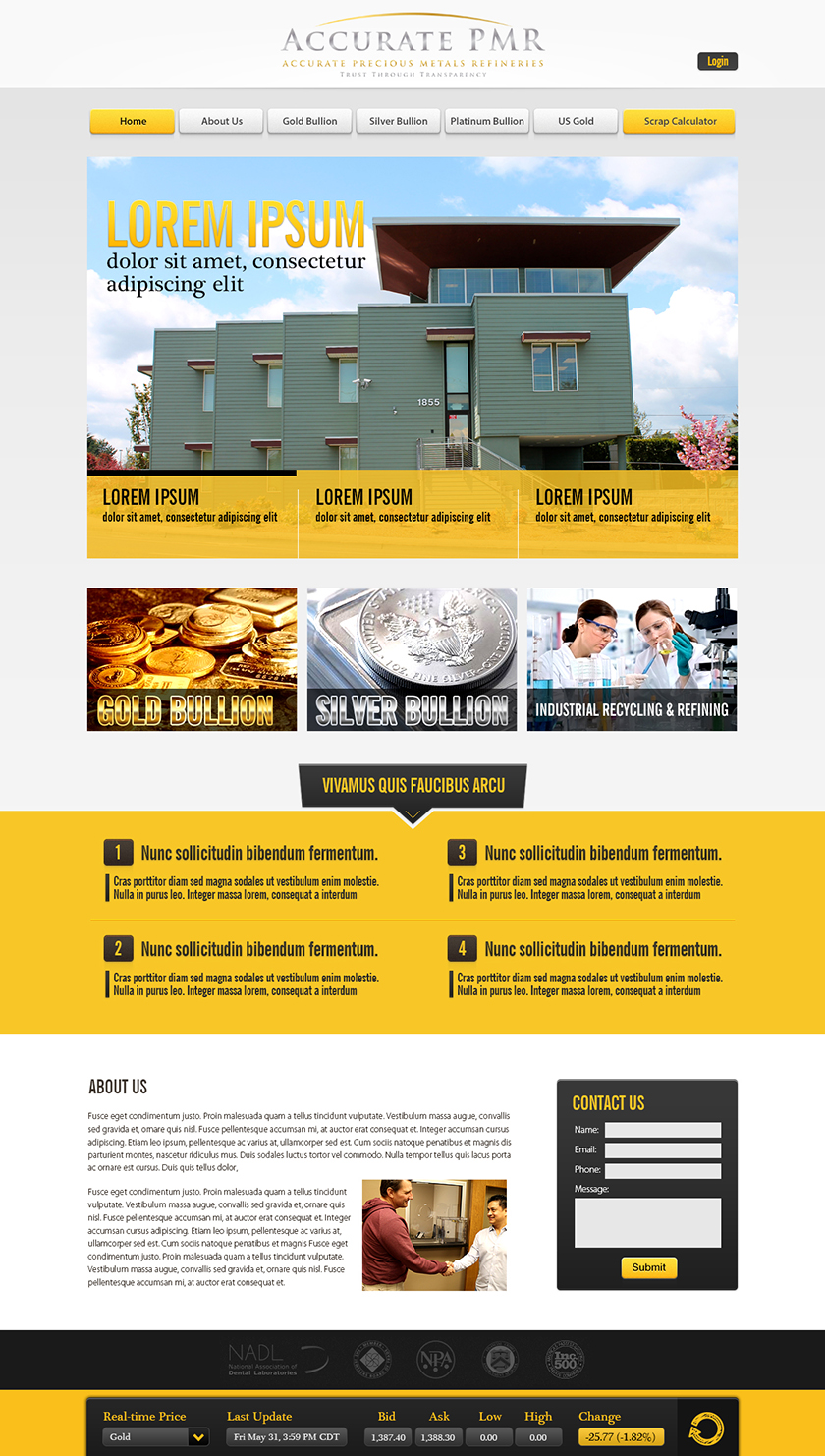 Web Design by Latest Design Ideas for Accurate Precious Metals Refineries Inc. | Design #1885228