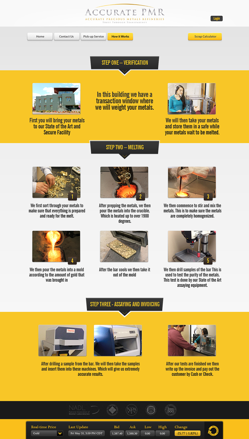 Web Design by Latest Design Ideas for Accurate Precious Metals Refineries Inc. | Design #1993789