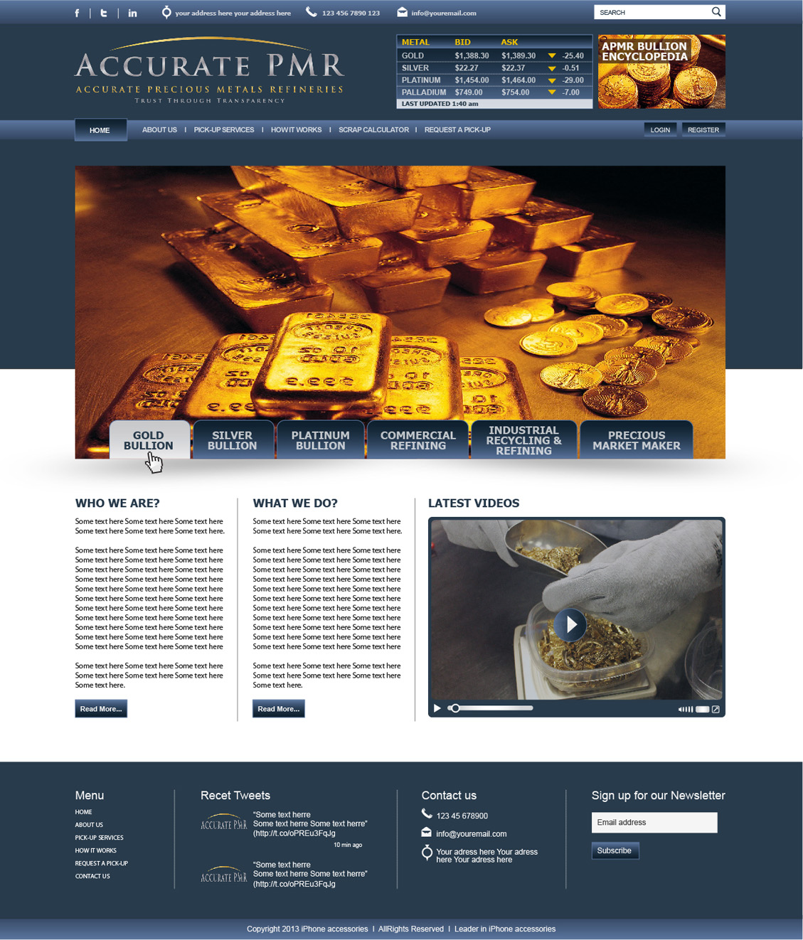 Web Design by tahir for Accurate Precious Metals Refineries Inc. | Design #1883299