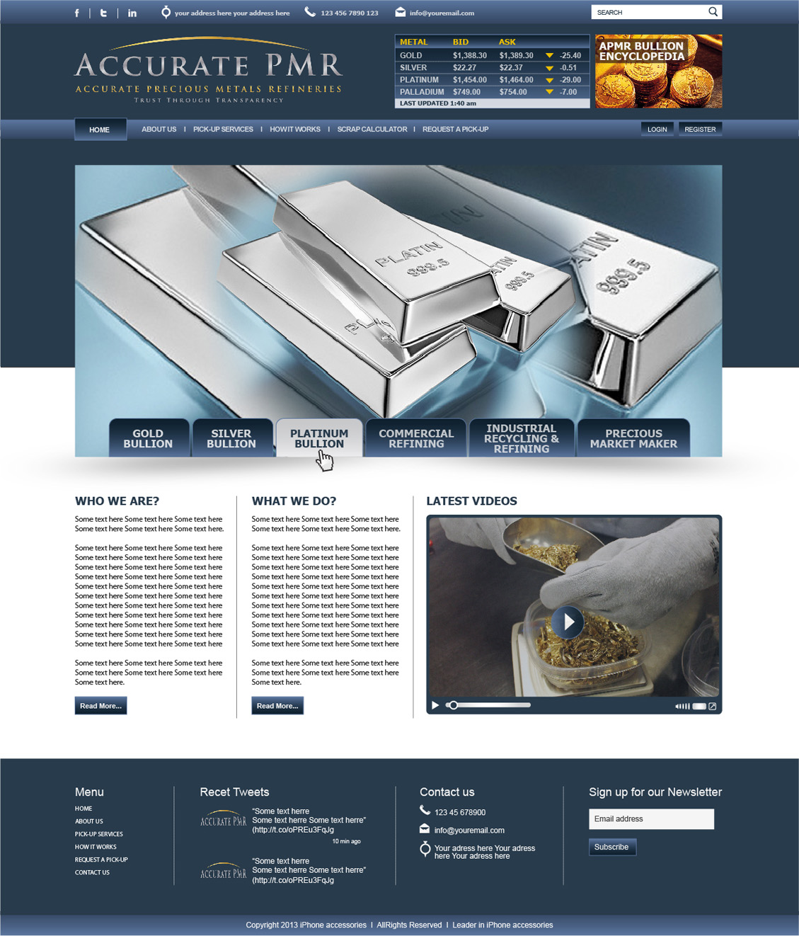 Web Design by tahir for Accurate Precious Metals Refineries Inc. | Design #1883310
