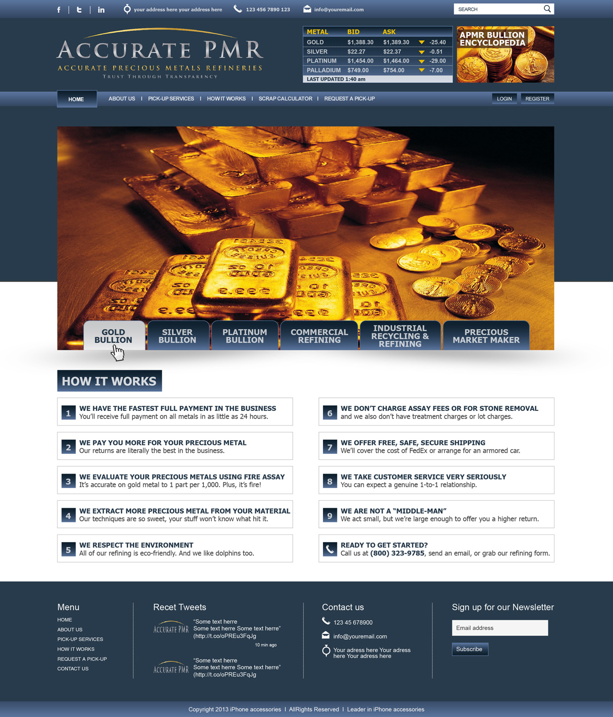 Web Design by tahir for Accurate Precious Metals Refineries Inc. | Design #1890887