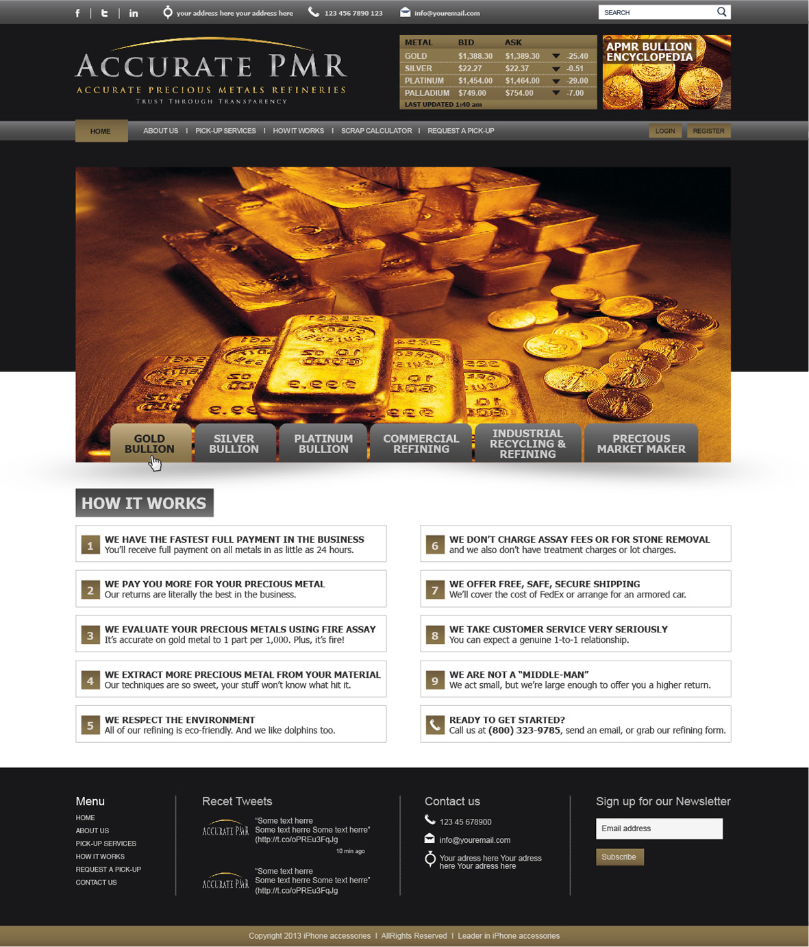 Web Design by tahir for Accurate Precious Metals Refineries Inc. | Design #1897106