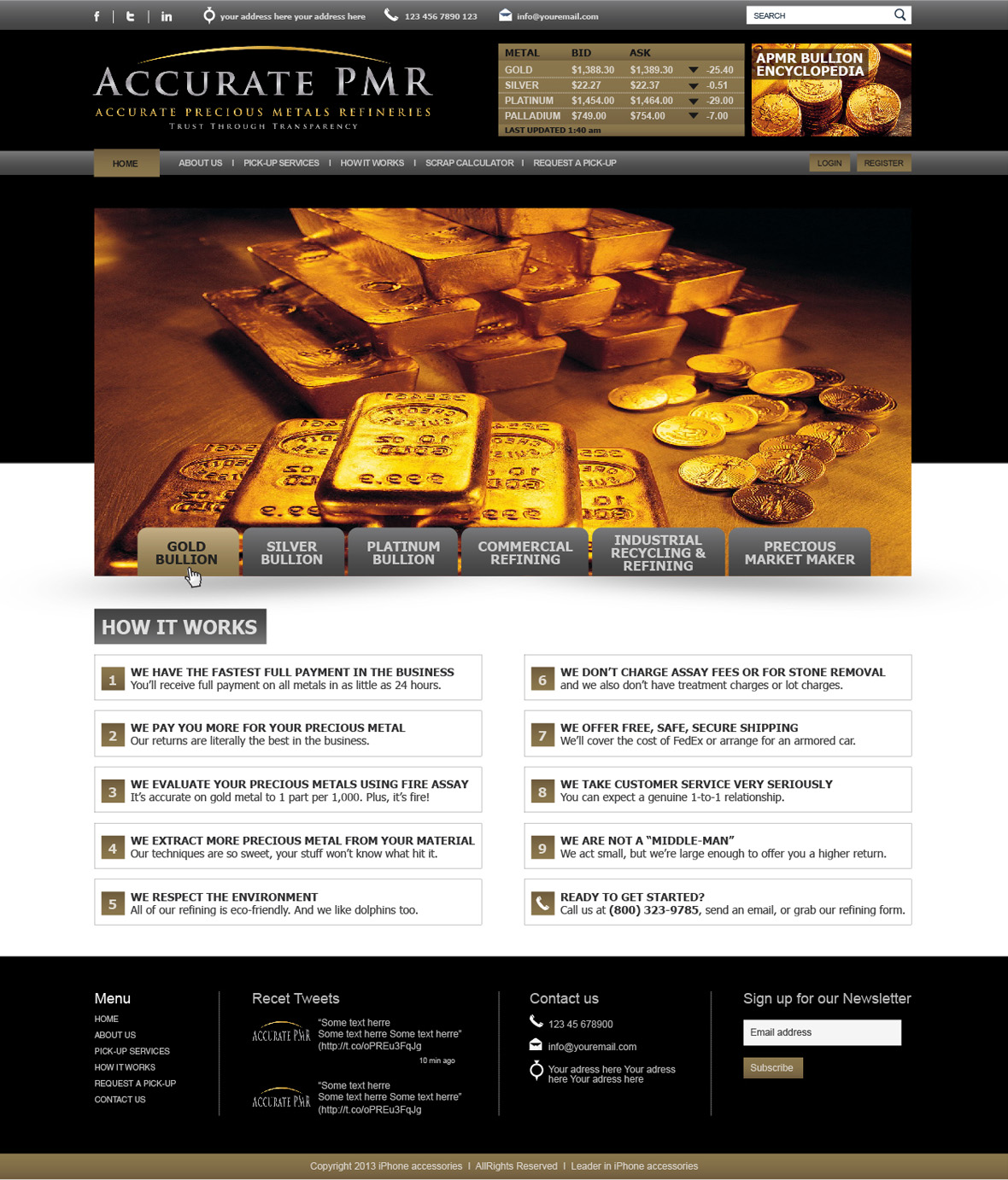 Diseño Web por tahir para Accurate Precious Metals Refineries Inc. | Diseño #1902873
